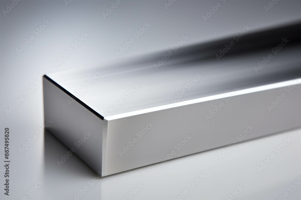 Poster minimalist design featuring a pristine white rectangular block with a smooth surface, set against a 