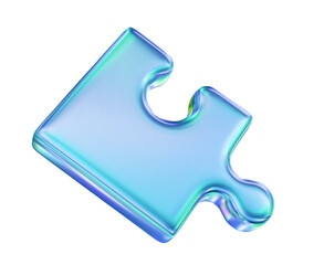 3d jigsaw puzzle piece in blue and green tones. Stock vector illustration on isolated background.