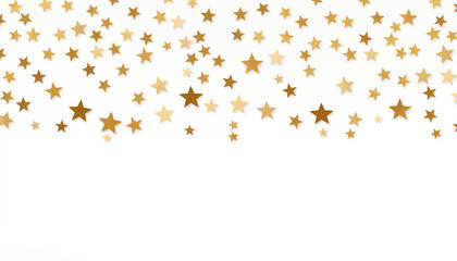 Obraz premium Golden Stars Scattered Across a White Background Perfect for Festive and Holiday Design Elements