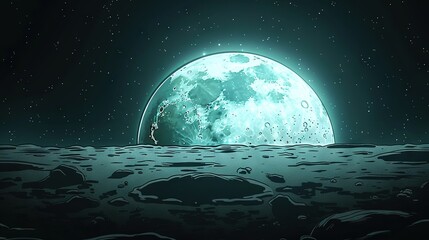 Fototapeta premium A man stands on the moon's surface, gazing at another man far away on the same celestial body