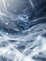 White and Blue Abstract Background with Flowing Lines