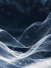 Abstract White Technological Background with Wavy Lines