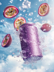 Refreshing Passion Fruit Beverage with Splash Effect