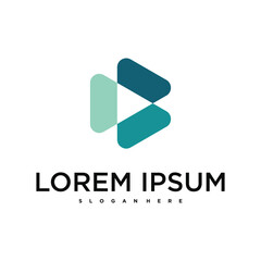 Creative abstract play button logo design. Premium Vector