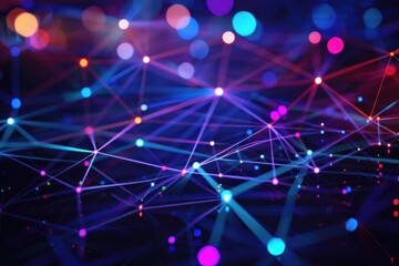 Color Accents: Use accent colors like neon blues, greens, or purples for the nodes and connecting lines