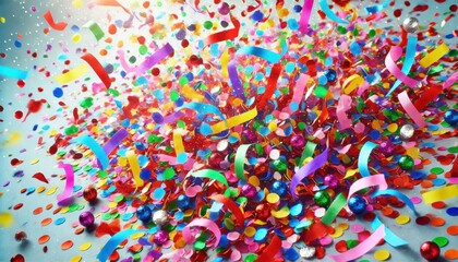 Fototapeta premium Colorful Confetti and Ribbons Explosion.