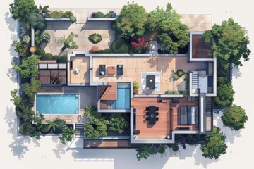 Minimal vector layout top-down-view floor plan