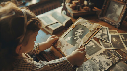 a family making an album book and collages