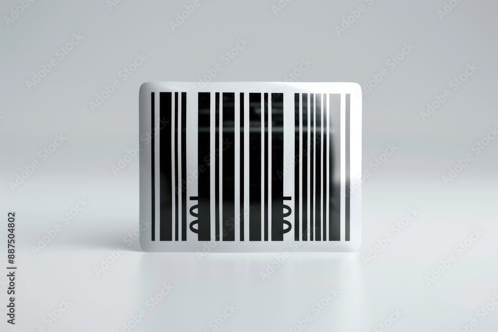 Poster a high-angle view of a barcode printed on a white surface, ideal for use in product or packaging des
