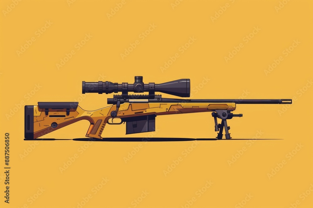 Poster a rifle with a scope on a yellow background