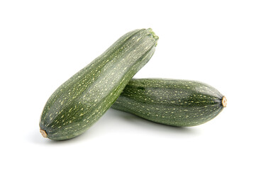 green zucchini vegetables isolated on white.