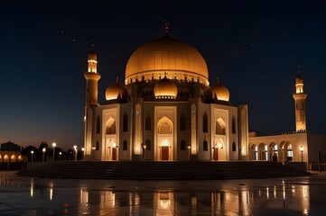 Fototapeta premium A mosque at night with the lights