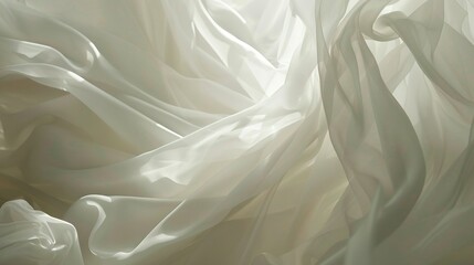 Fototapeta premium A close-up of a white curtain with a blurry pattern at the bottom