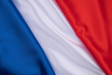 France national flag background with fabric texture.