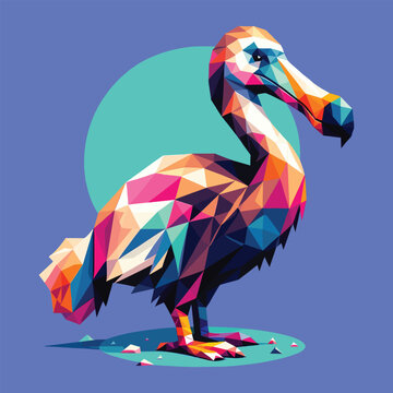 recommend clip art: Low polygon of dodo bird isolated on blue background, vector illustration, animal theme