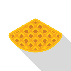 Round waffle casting long shadow on white background icon in flat style
