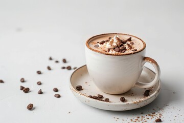 Fototapeta premium A cup of hot chocolate isolated cafe background