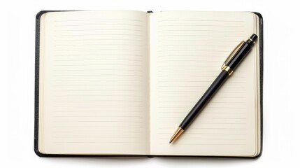 Blank notebook on white background for writing