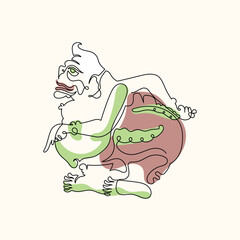 Semar Line Art Character