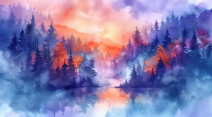 sunset in the forest