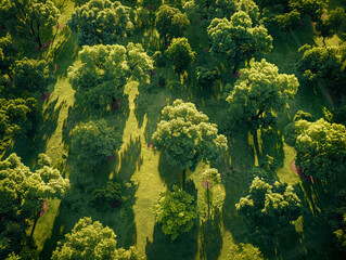 Imagine an aerial shot of a serene park where the trees suddenly form words of encouragement and motivation, directly addressing viewers and breaking the fourth wall in a heartwarming way