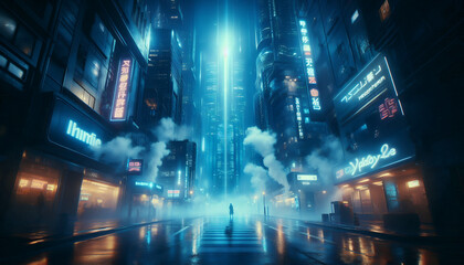 サイバーパンクな世界の摩天楼