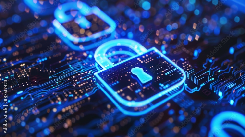 Poster cybersecurity protects computers and internet from unauthorized access. it prevents cybercrimes like