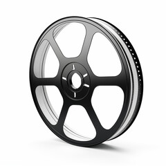 Obraz premium Modern Black Film Reel With Clear Tape Isolated On White Background