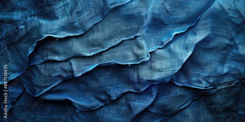 Poster A close-up view of a blue fabric with intricate patterns and texture
