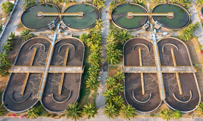 Aerial view of Water treatment plant.