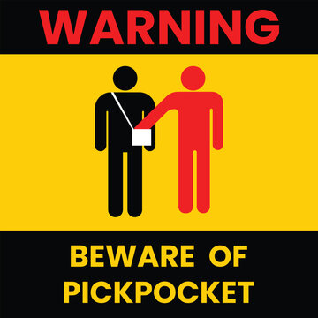 Beware of pickpockets awareness symbol vector