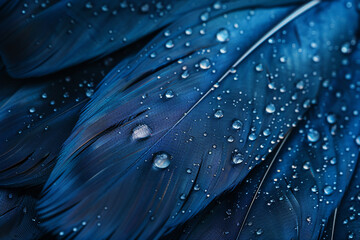 Abstract background with a blue feather texture, in a macro shot. An elegant dark wallpaper for...