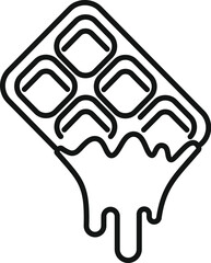 Line art illustration of a melting chocolate bar, perfect for a logo or food related design