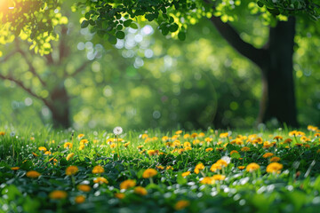 A meadow full of small flowers and a tree