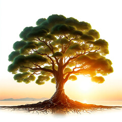 Beautiful canopy of large trees on a white background.	