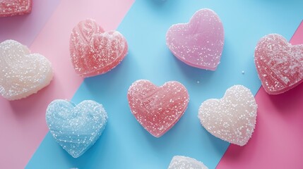 Obraz premium Minimal Love Sugar Hearts on Colored Background