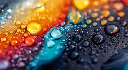 vibrant abstract background with colorful liquid glitter and bubble patterns creating a stunning visual effect on a dark surface