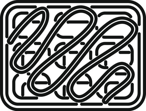 recommend clip art: Simple black and white icon of a tray of ramen noodles being served