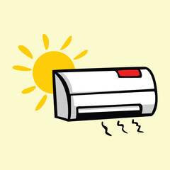 AC vector cartoon illustration and yellow solar icon
