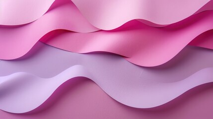 Pastel pink and purple paper waves with geometric curves and shadows Geometric abstract background with room for text