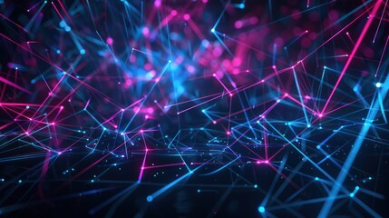 Fototapeta premium Abstract Digital Network: A Vivid Interplay of Light and Lines