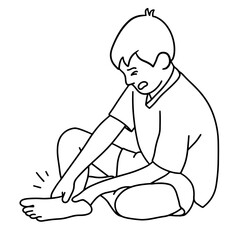 Boy crying because of injury