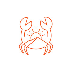 ocean crab cute animal line logo design vector