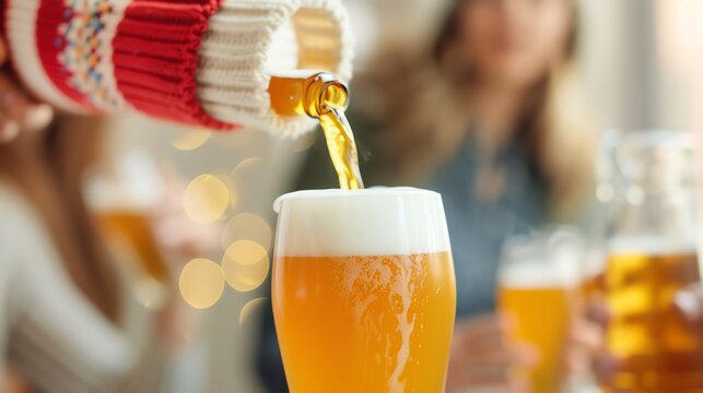 Brew being poured during a festive celebration, Brew, Festivity, Pouring