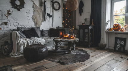 A living room filled with furniture and a fire place