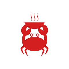 cool crab seafood concept logo design flat vector