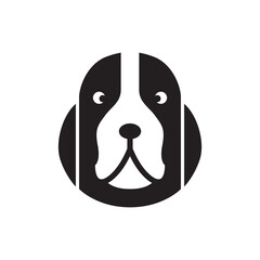 Obraz premium cute dog face adorable circle flat logo design vector