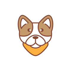 cute shiba inu dog cartoon logo design vector
