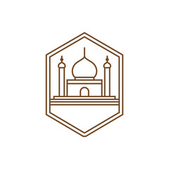 beauty mosque islamic architecture line logo design vector