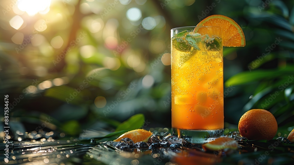 Canvas Prints Refreshing Orange Drink in Tropical Setting